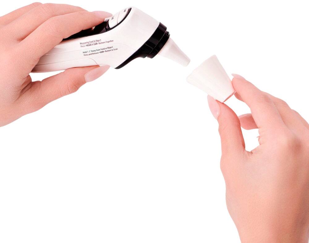 Alt View 11. MOBI - DualScan Prime Health Thermometer with Fever Indicator for Ear, Forehead, Room, and Food Temperature Measurements - White.