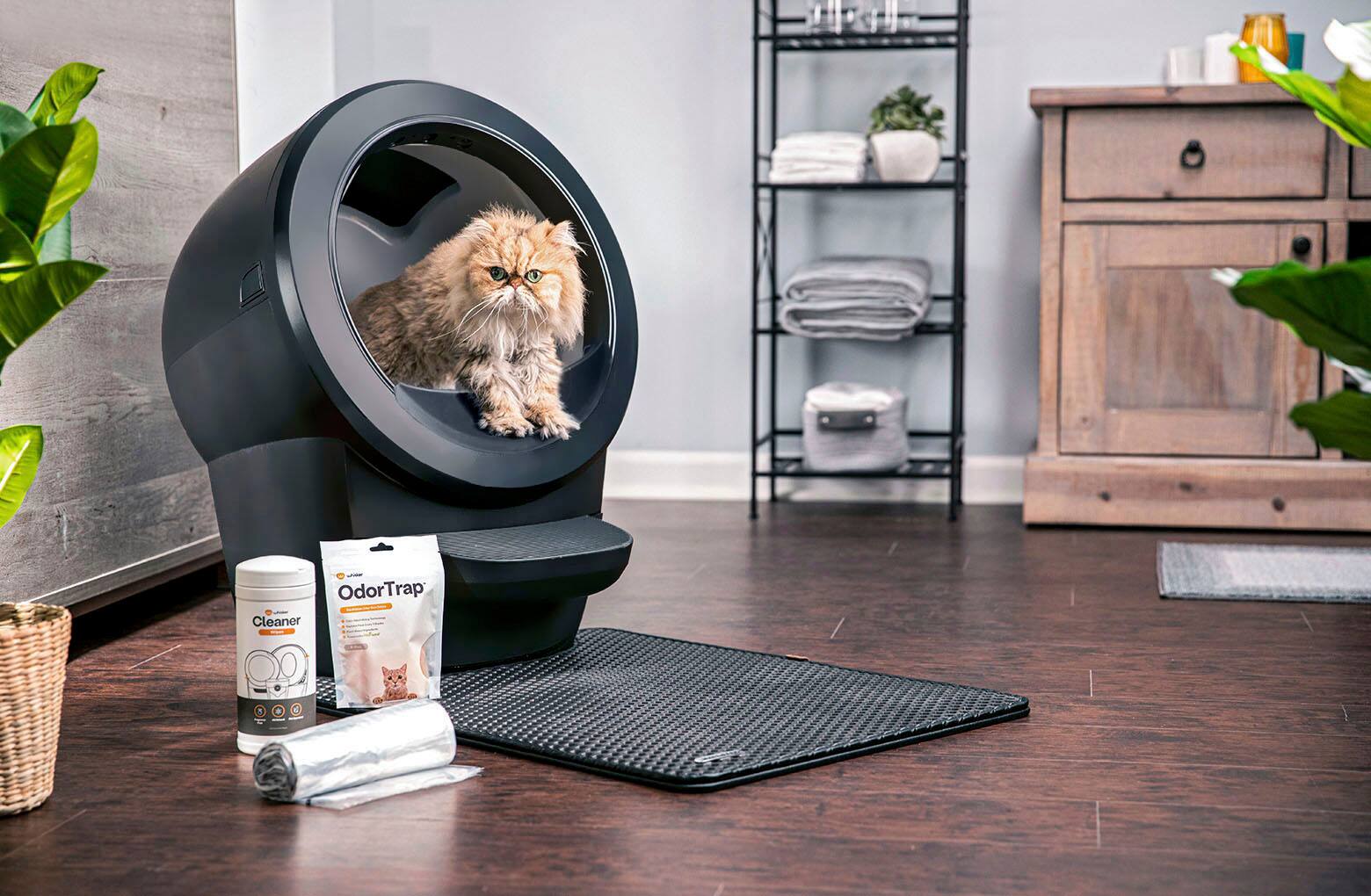 Alt View 11. Whisker - Litter-Robot 4 Smart App-Controlled Self-Cleaning Litter Box Core Accessories Bundle - Black.