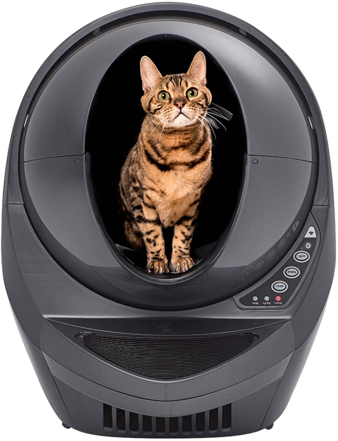 Front. Whisker - Litter-Robot 3 Connect - Smart Self-Cleaning Litter Box - Grey.