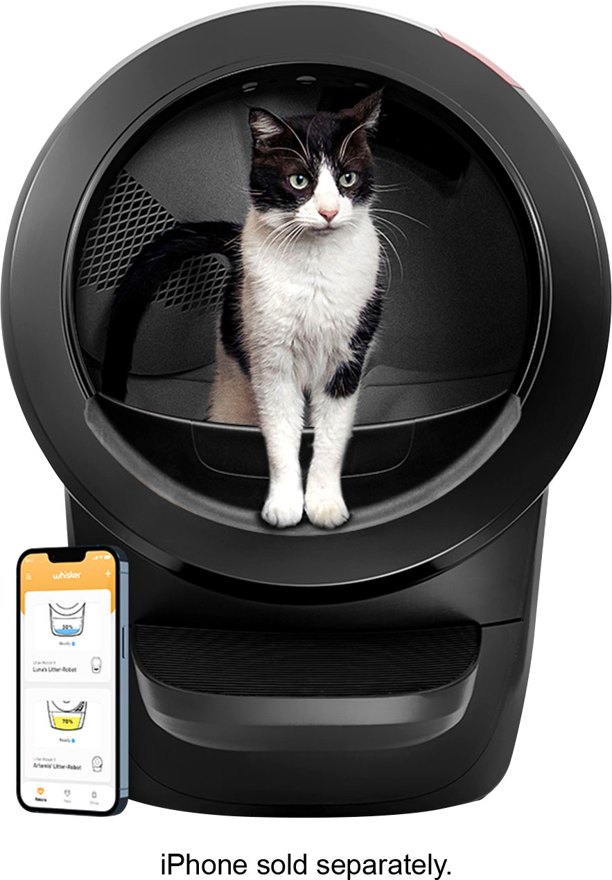 lokalisere chokerende aldrig Whisker Litter-Robot 4 WiFi-Enabled Covered Automatic Self-Cleaning Cat  Litter Box with Step Black LR4-0301-00-US - Best Buy