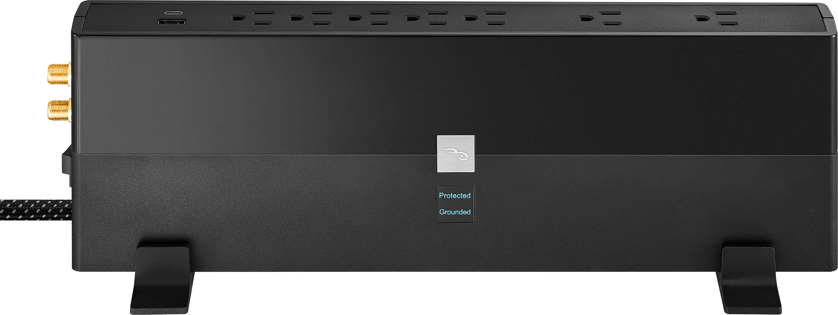 Rocketfish™ - 7-Outlet/1-USB-C/1-USB 3,600 Joules Surge Protector - Black - Front_Zoom