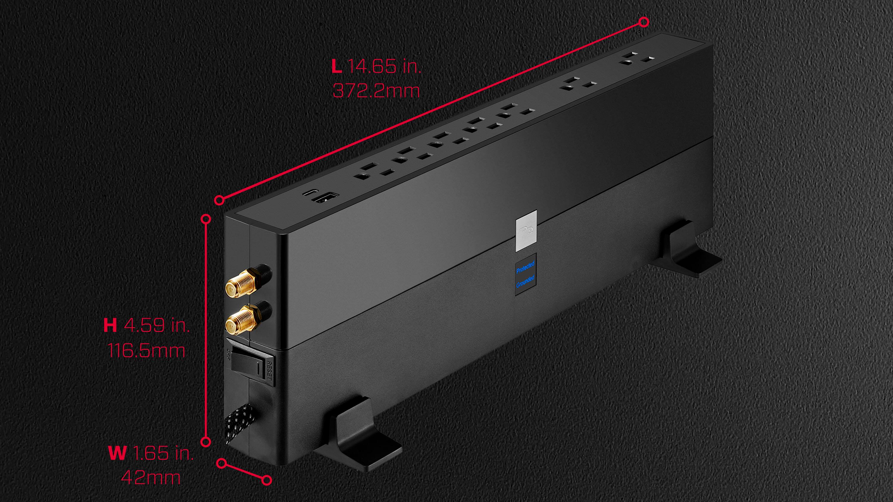 Alt View 15. Rocketfish™ - 7-Outlet/1-USB-C/1-USB 3,600 Joules Surge Protector - Black.