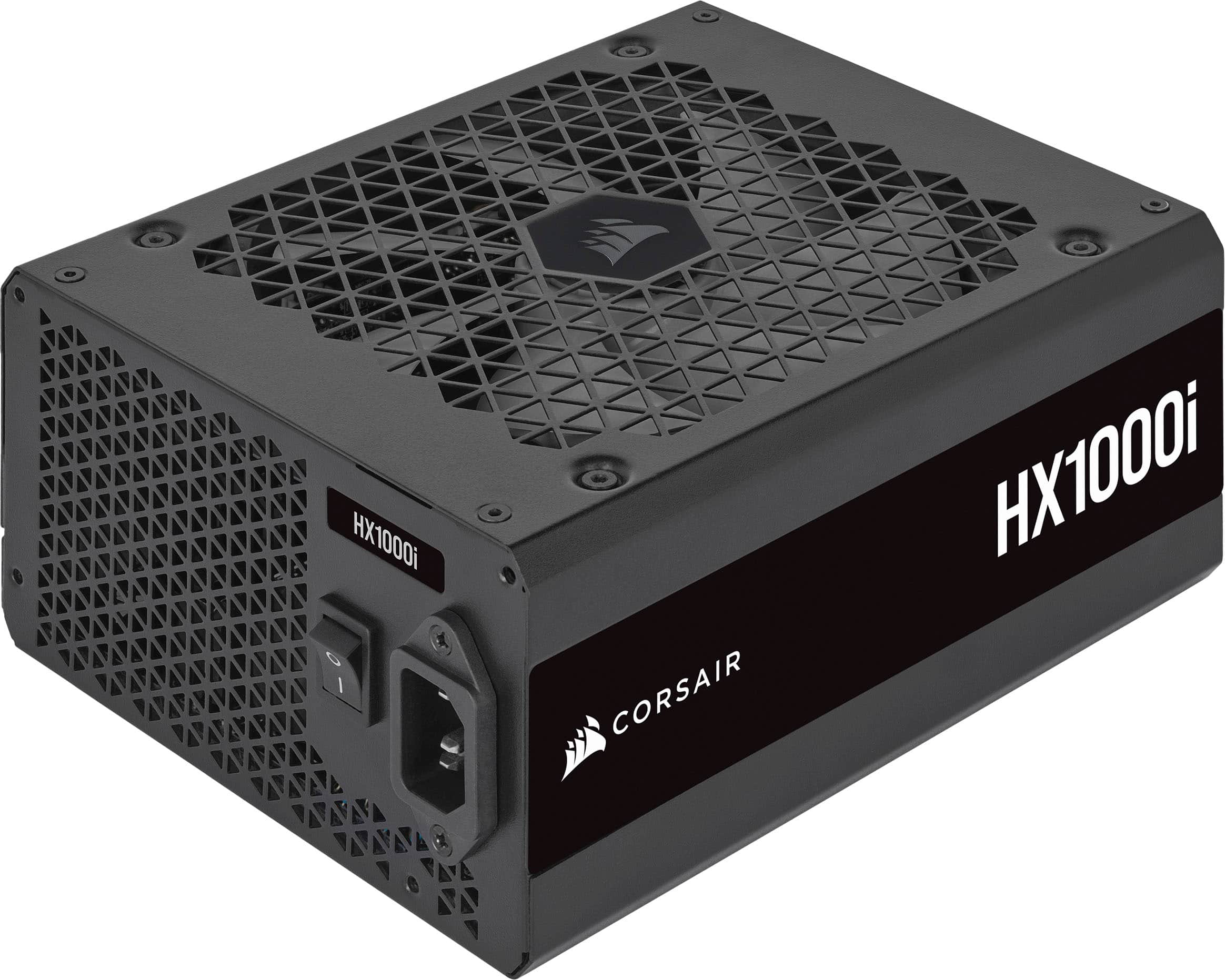 Front. CORSAIR - HXi Series 1000W 80 Plus Platinum Fully-Modular Ultra-Low Noise ATX Power Supply - Black.