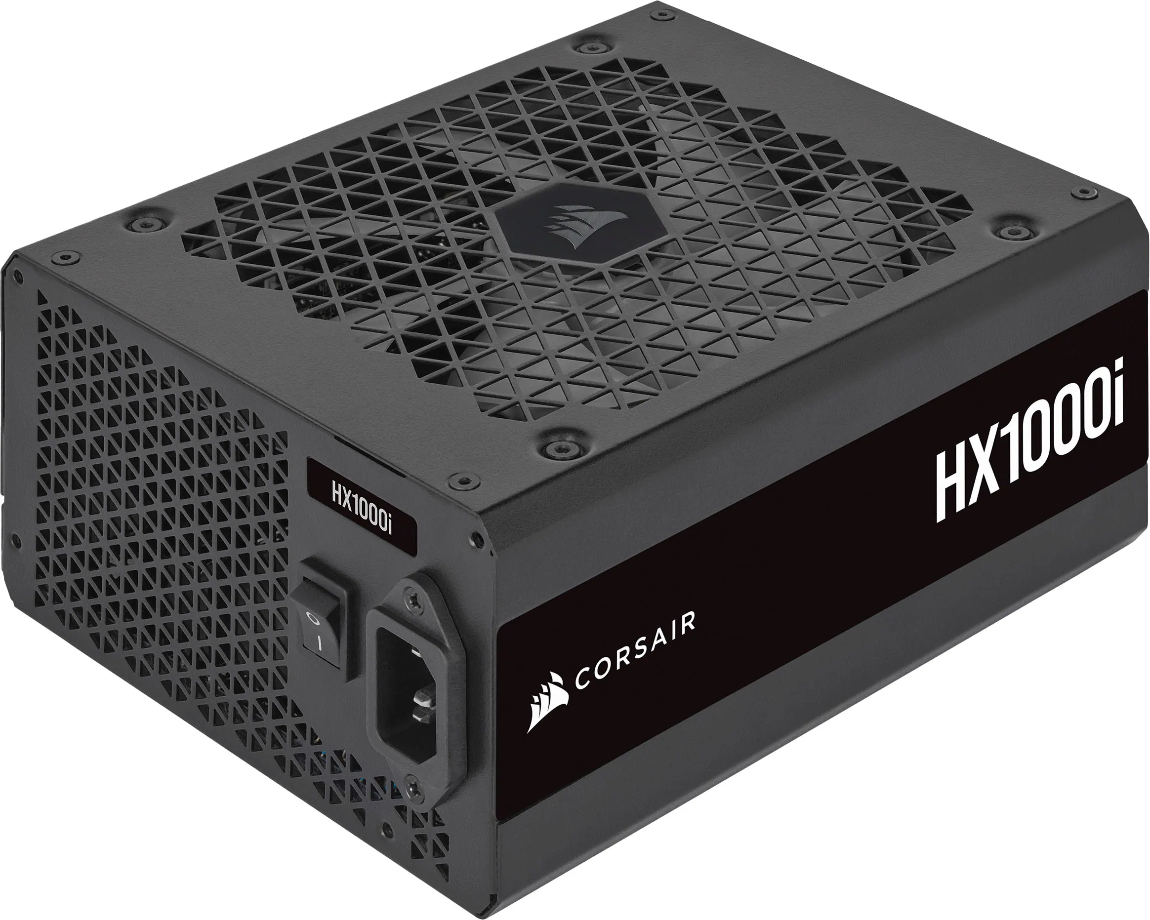 Front. CORSAIR - HXi Series 1000W 80 Plus Platinum Fully-Modular Ultra-Low Noise ATX Power Supply - Black.