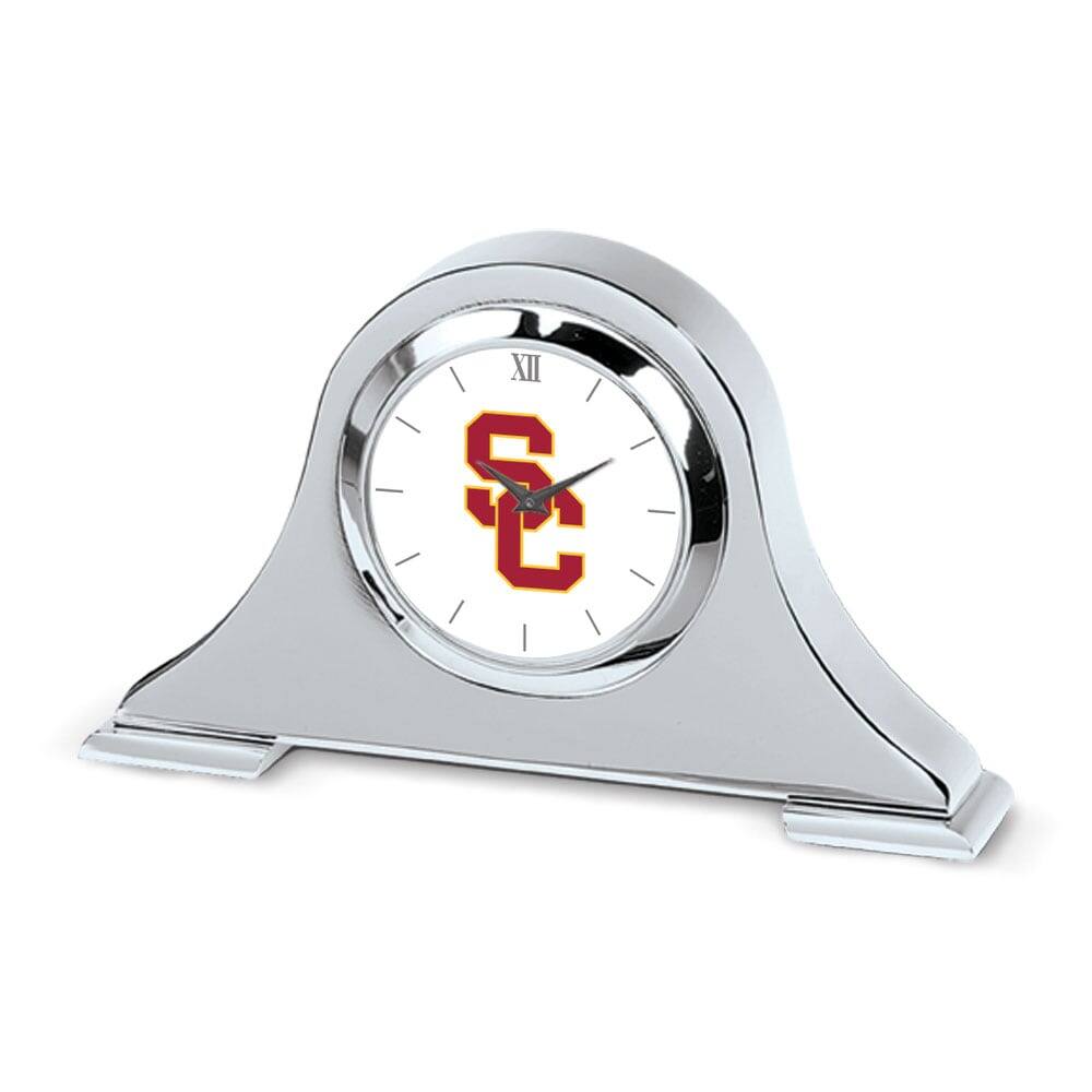 Front. Jardine - Silver USC Trojans Napoleon Desk Clock - Silver.