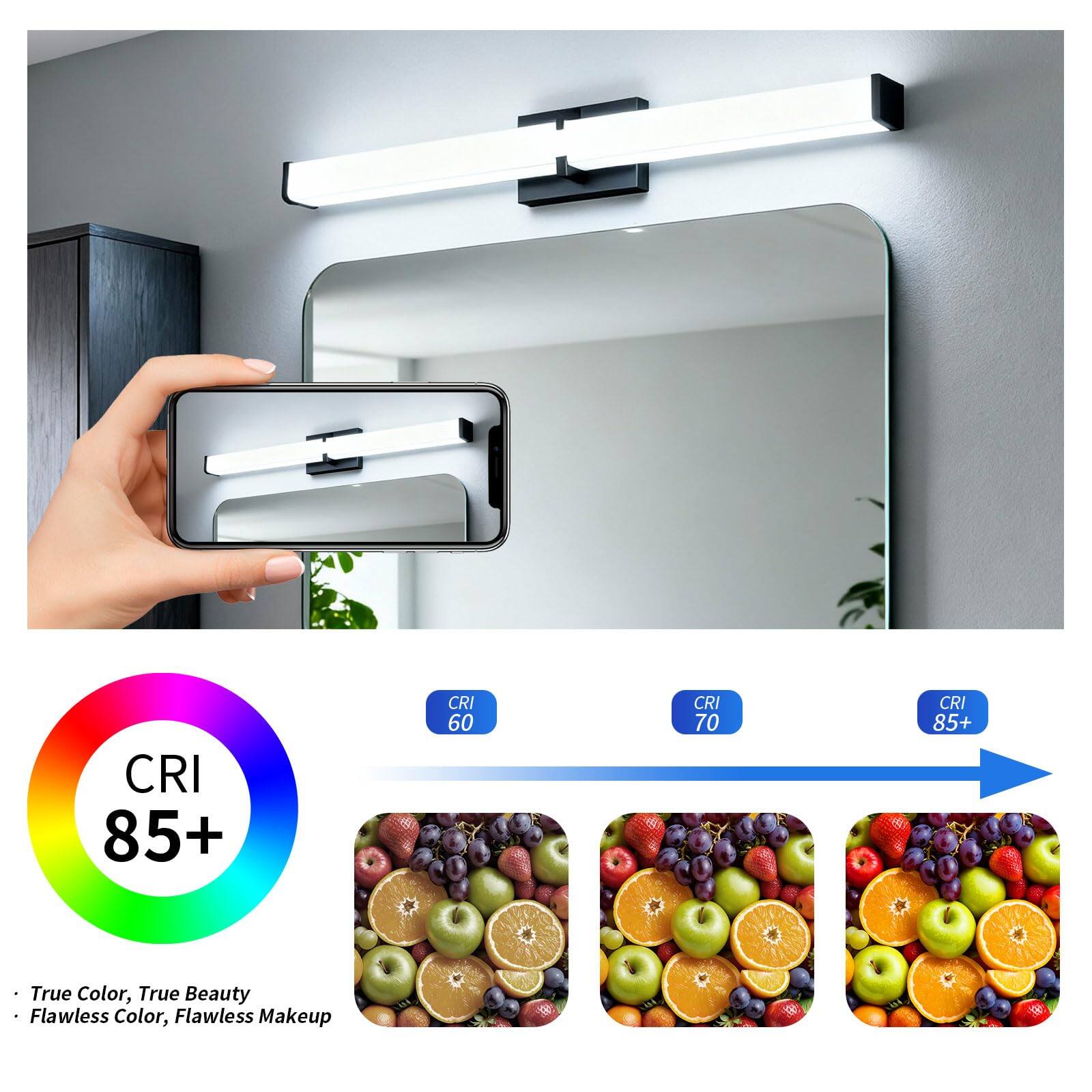 CRI 85+  
CRI 60  
CRI 70  
CRI 85+  

True Color, True Beauty  
Flawless Color, Flawless Makeup  

CRI 60  
CRI 70  
CRI 85+  

True Color, True Beauty  
Flawless Color, Flawless Makeup