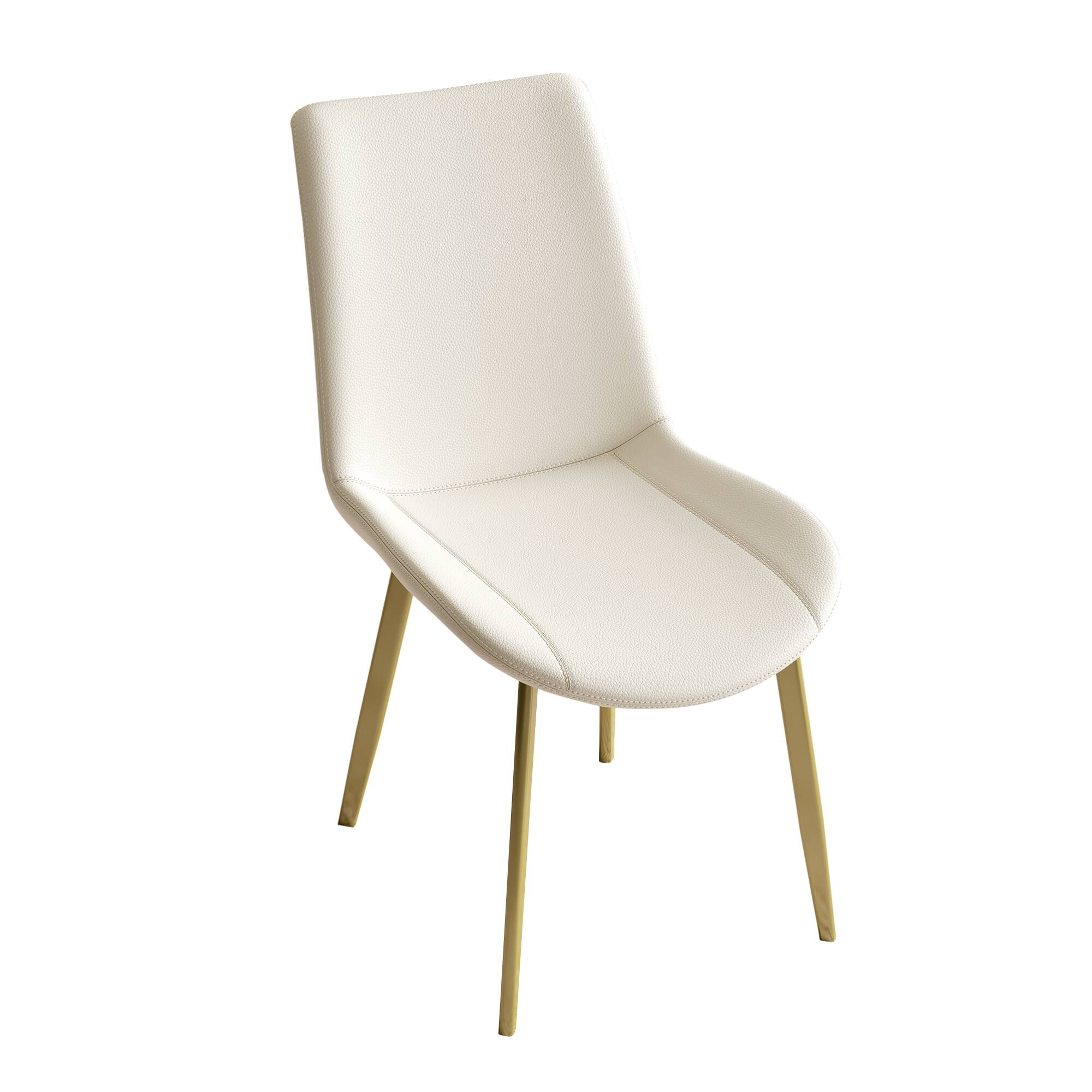 Alt View 8. GOODSILO - Modern Dining Chair with PU Leather Upholstery and Metal Frame for Kitchen and Dining Room, Set of 4 - White.