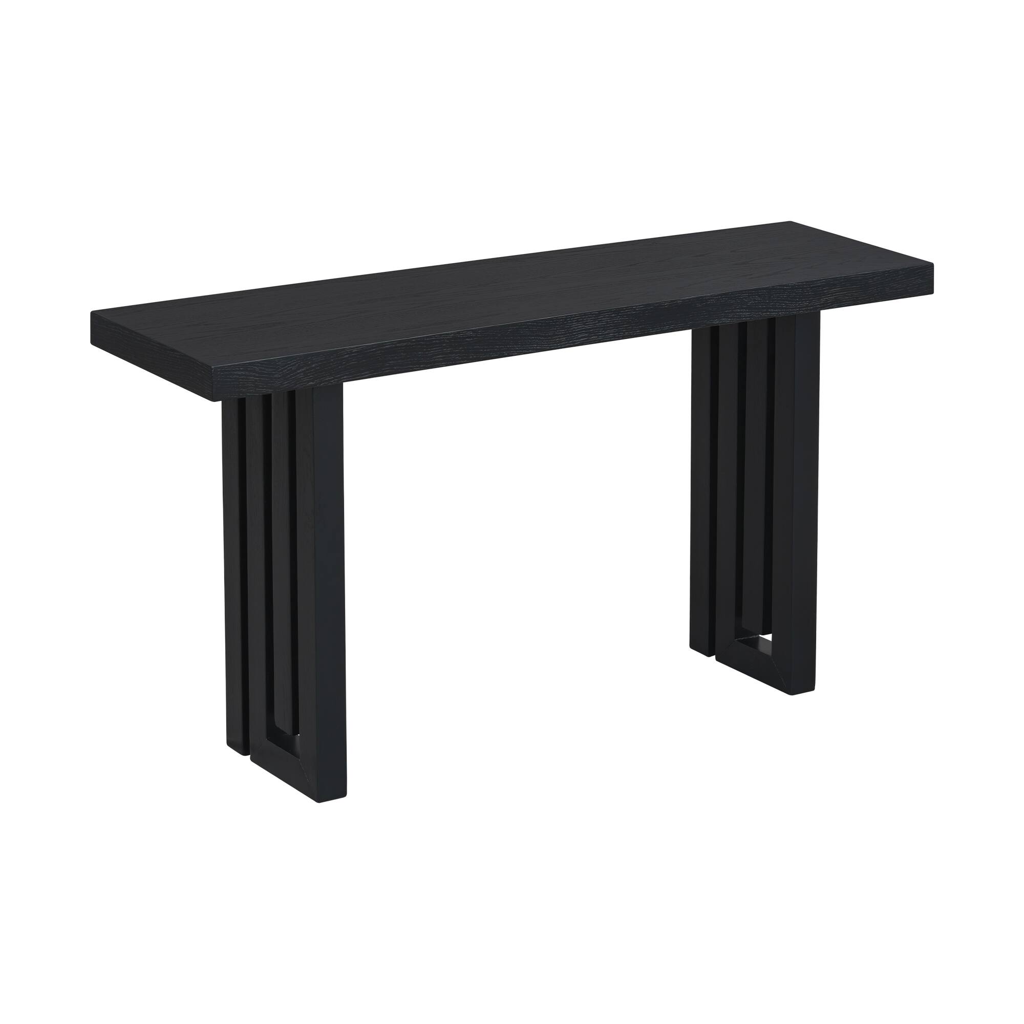 Left. TinyHomie - Uniquely Designed Oak Veneer Console Table with Distinctive Side Shapes Suitable for Entryway Hallway Living Room Foyer - Black.