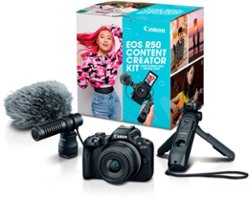 Canon - EOS R50 4K Video Mirrorless Camera with RF-S 18-45mm Content Creator Kit - Black - Front_Zoom