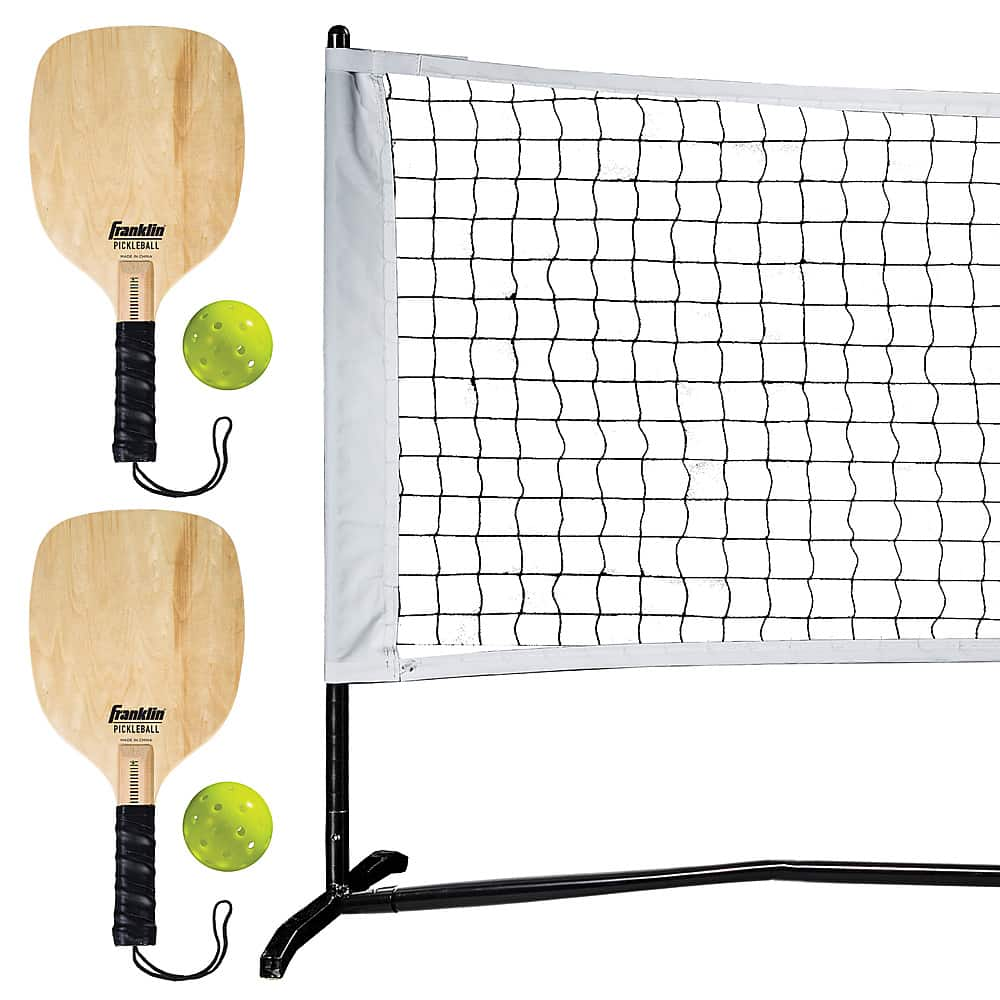 Left View: Franklin Sports - Half Court Size Pickleball Net by Franklin Pickleball - White