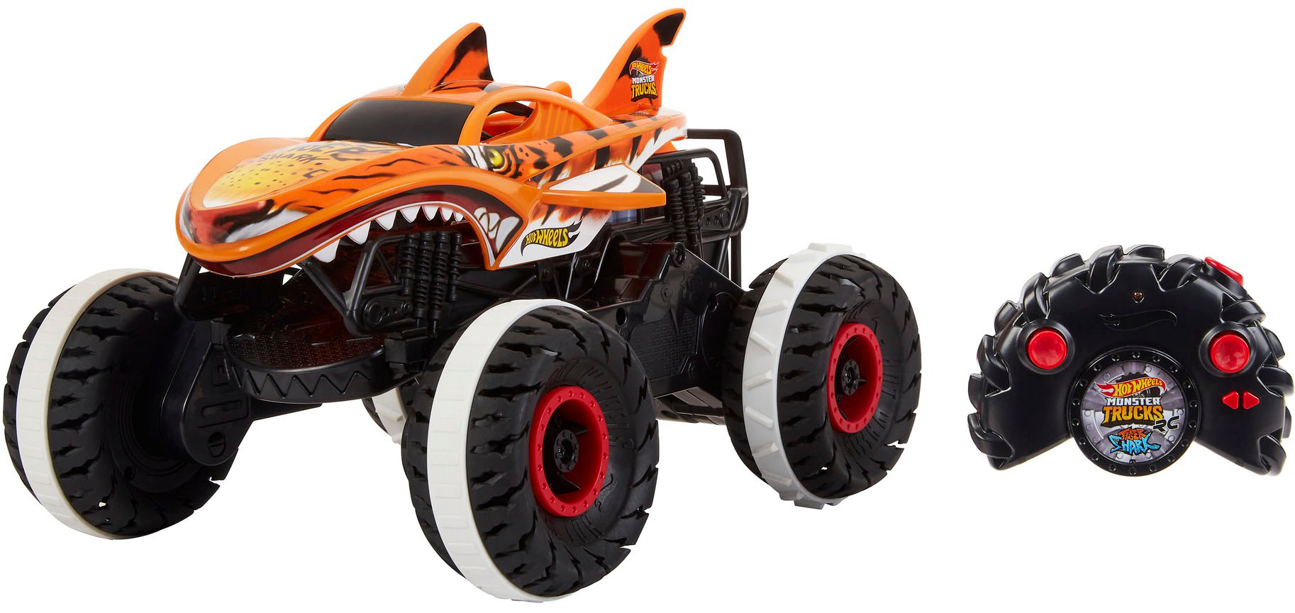 Angle View: Hot Wheels - Monster Truck Unstoppable Tiger Shark Remote Control Vehicle