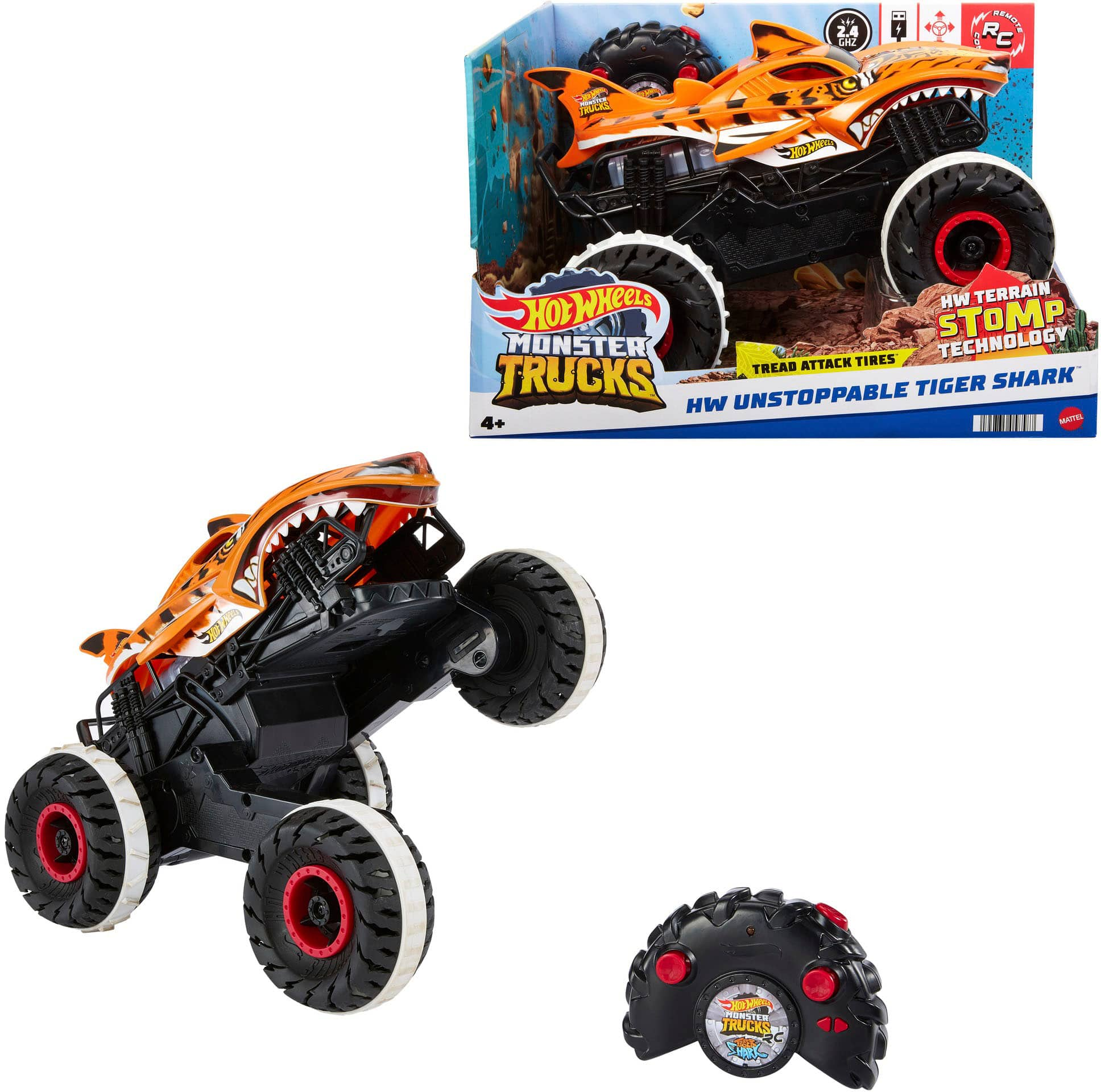 Best Buy: Hot Wheels Monster Truck Unstoppable Tiger Shark Remote Control  Vehicle HGV87