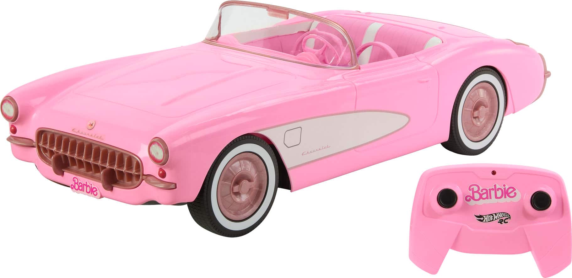 Angle. Barbie - The Movie Corvette Remote Control Vehicle - Pink.