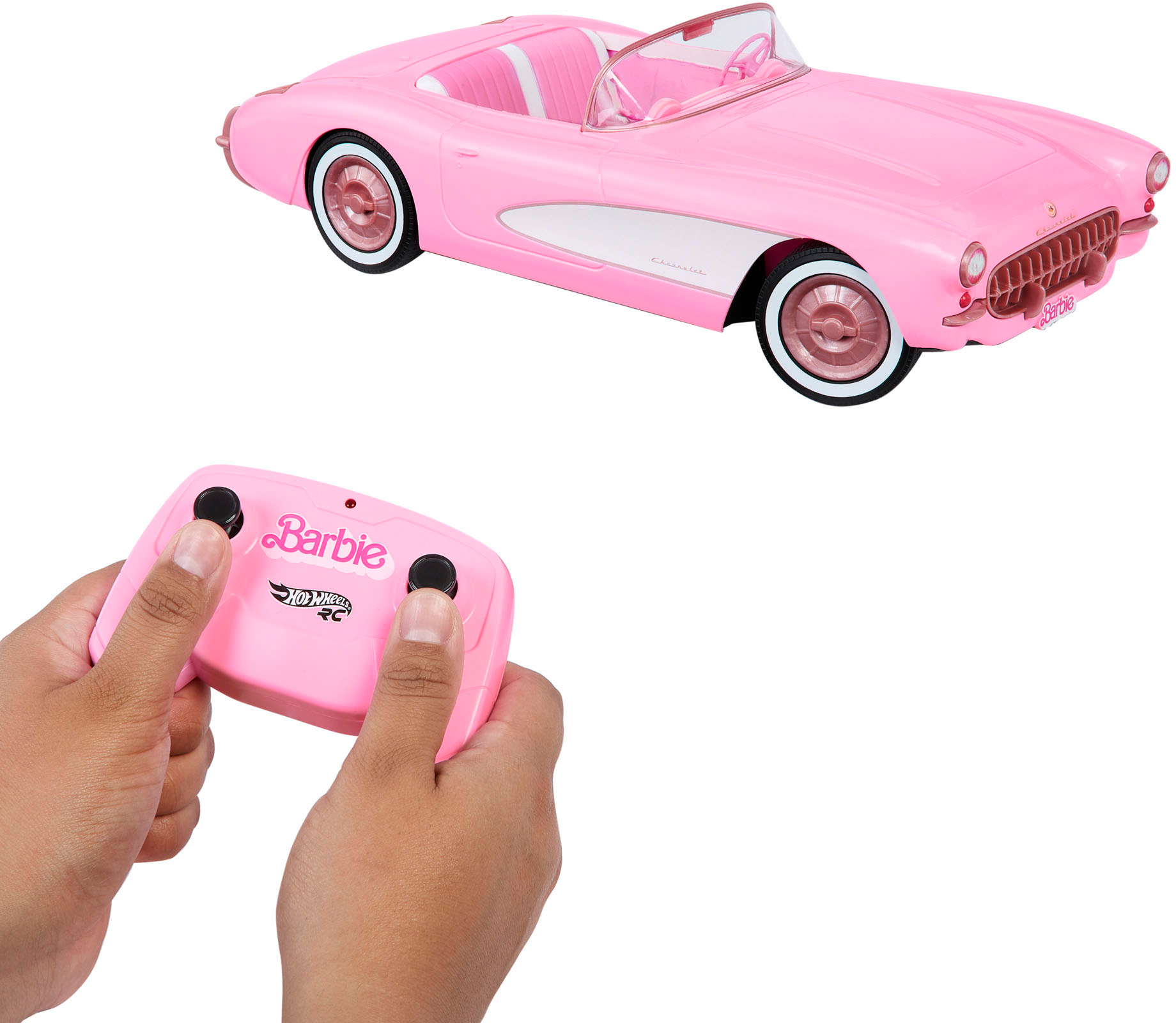Left View: Barbie - The Movie Corvette Remote Control Vehicle