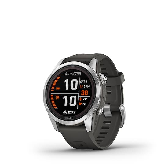 Reloj Garmin fēnix® 7S Pro Solar plateado y gris, 010-02776-01.