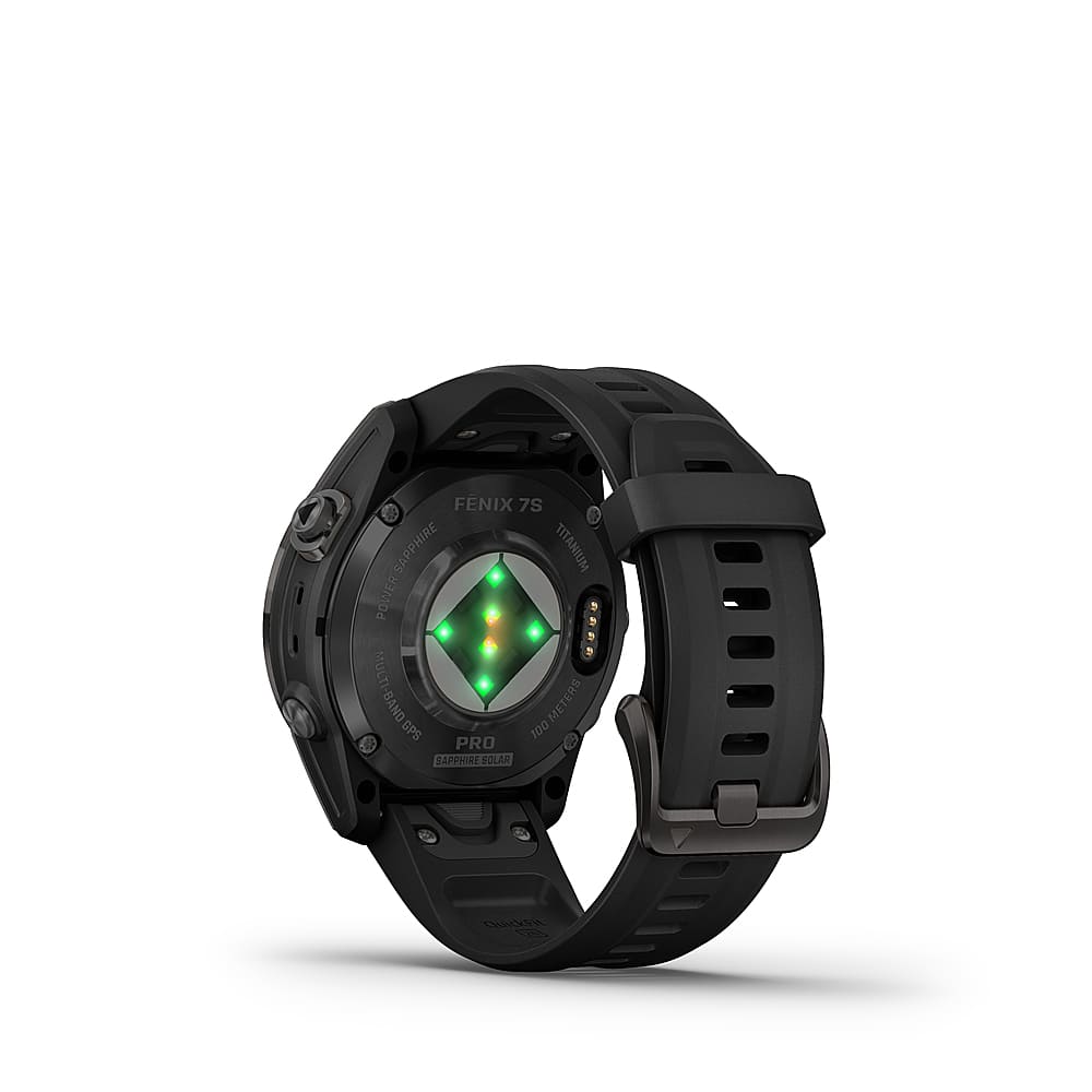 Back. Garmin - fenix 7S Pro Sapphire Solar GPS Smartwatch 42 mm Fiber-reinforced polymer - Carbon Gray DLC Titanium.