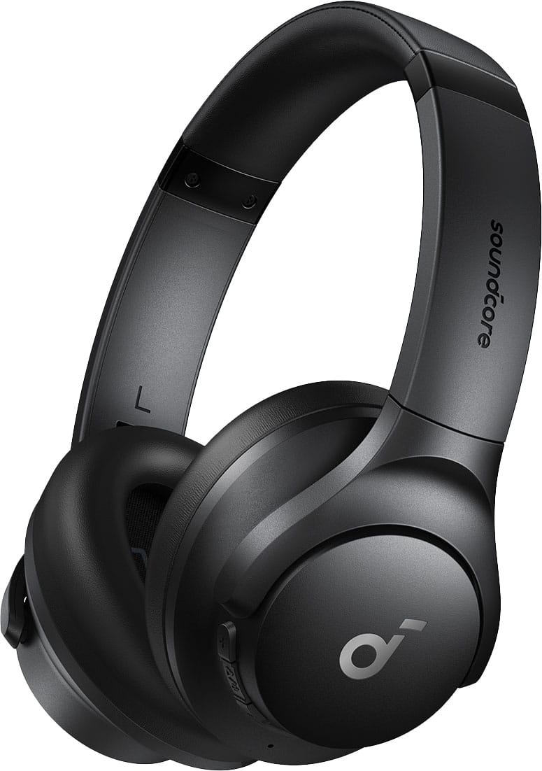 Left. Soundcore - by Anker Q20i Over-Ear Headphones with Active Noise Cancelling, Deep Bass, and 40-Hour Playtime - Black.