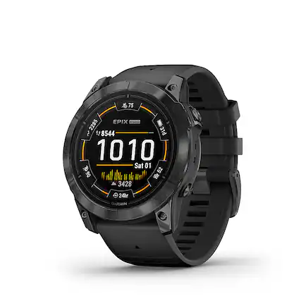 Front. Garmin - epix Pro (Gen 2) Standard Edition 51mm Fiber-Reinforced Polymer - Slate Gray with Black Band.