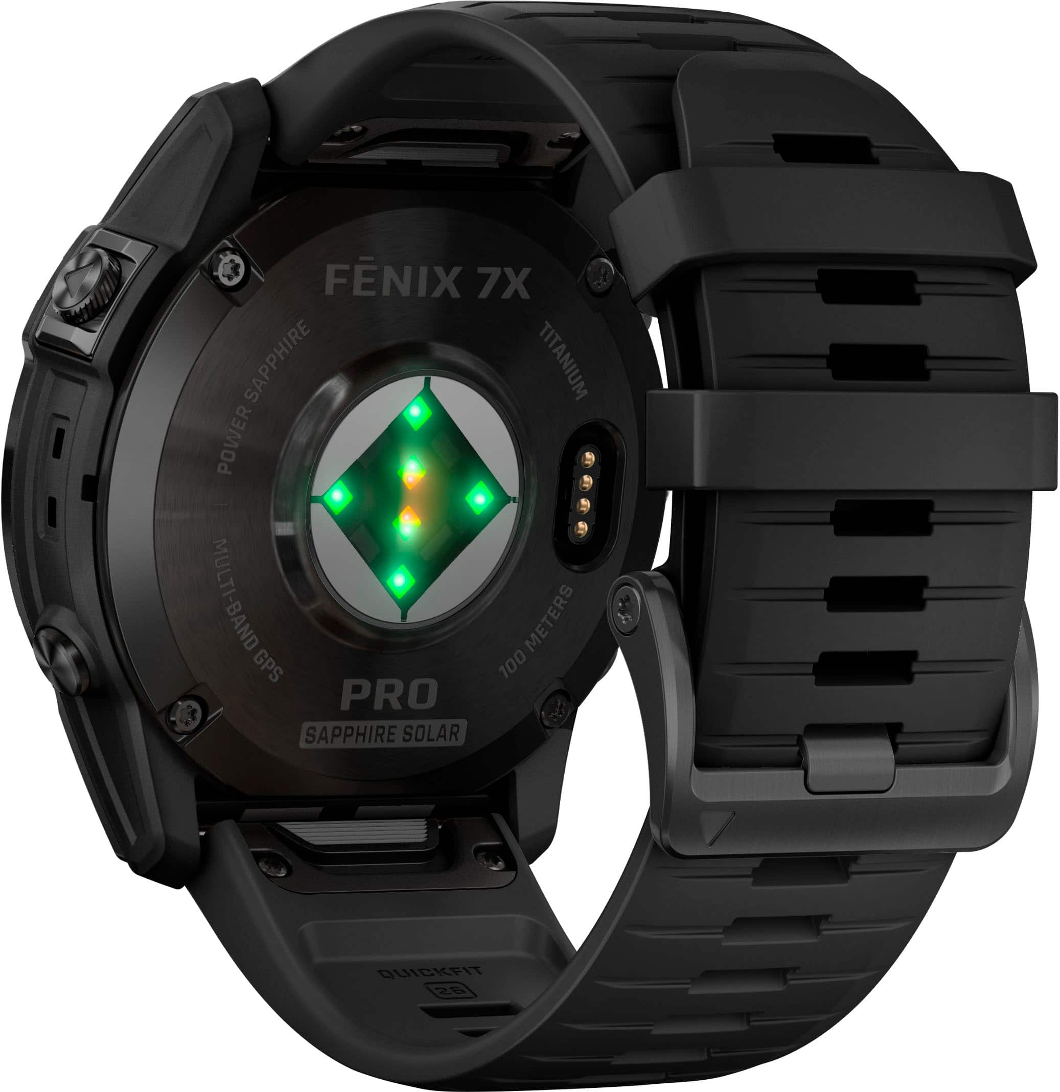 Back. Garmin - fenix 7X Pro Sapphire Solar GPS Smartwatch 51 mm Fiber-reinforced polymer - Carbon Gray DLC Titanium.