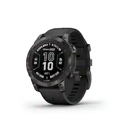 Front. Garmin - fenix 7 Pro Sapphire Solar GPS Smartwatch 47 mm Fiber-reinforced polymer - Carbon Gray DLC Titanium.