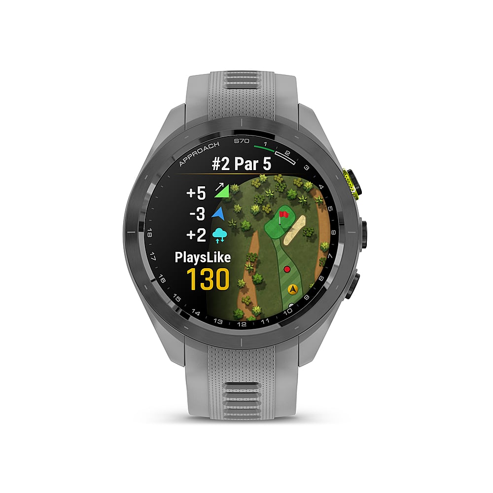 Garmin Approach S70 Smartwatch 42mm Ceramic Black Ceramic Bezel Powder Gray Silicone Band - Best