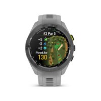 Garmin - Approach S70 GPS Smartwatch 42mm Ceramic - Black Ceramic Bezel with Powder Gray Silicone Band - Front_Zoom