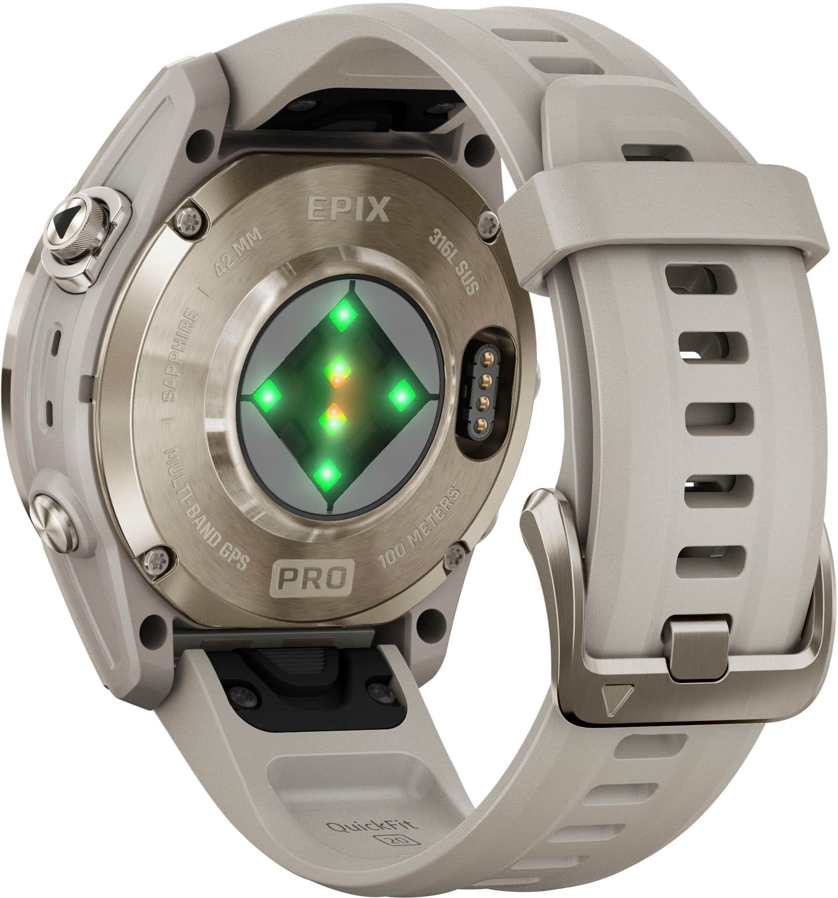 Back. Garmin - epix Pro (Gen 2) Sapphire Edition 42mm Fiber-Reinforced Polymer - Soft Gold with Light Sand Band.