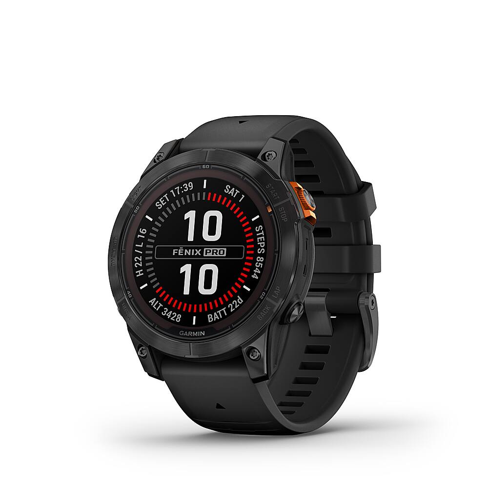 Front. Garmin - fenix 7 Pro Solar GPS Smartwatch 47 mm Fiber-reinforced polymer - Slate Gray.