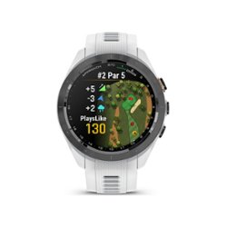 Garmin - Approach S70 GPS Smartwatch 42mm Ceramic - Black Ceramic Bezel with White Silicone Band - Front_Zoom