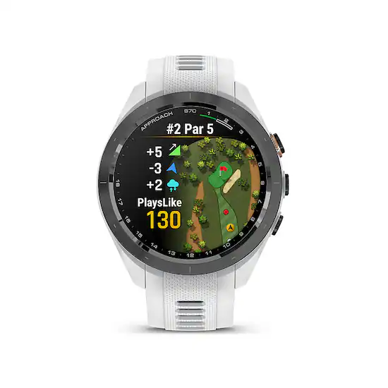 Garmin Approach S70 GPS Smartwatch 42mm Ceramic Black Ceramic Bezel with White Silicone Band 010 02746 00 Best Buy