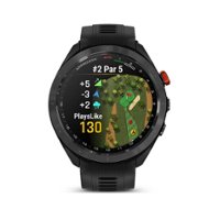 Garmin - Approach S70 GPS Smartwatch 47mm Ceramic - Black Ceramic Bezel with Black Silicone Band - Front_Zoom