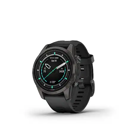 Front. Garmin - epix Pro (Gen 2) Sapphire Edition 42mm Fiber-Reinforced Polymer - Carbon Gray DLC Titanium with Black Band.