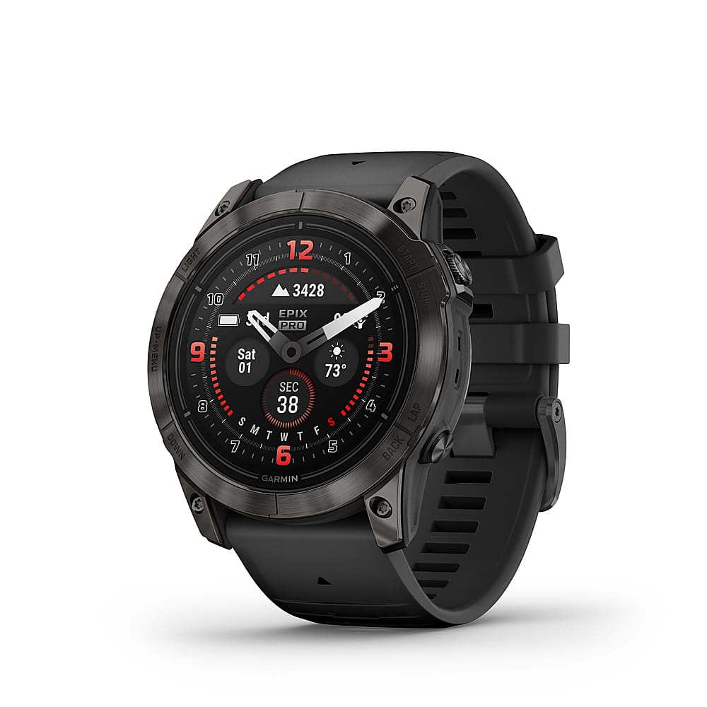 Front. Garmin - epix Pro (Gen 2) Sapphire Edition 51mm Fiber-Reinforced Polymer - Carbon Gray DLC Titanium with Black Band.