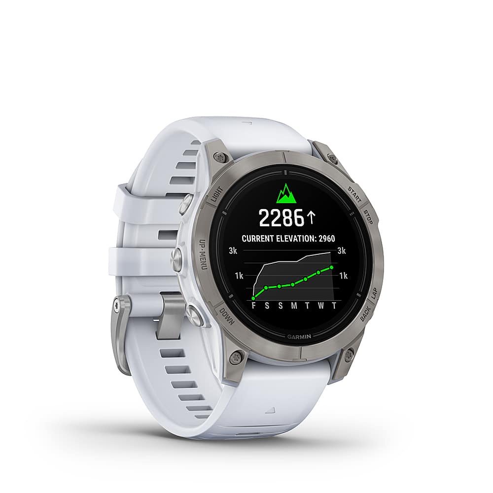 Angle. Garmin - epix Pro (Gen 2) Sapphire Edition 47mm Fiber-Reinforced Polymer - Titanium with Whitestone Band.