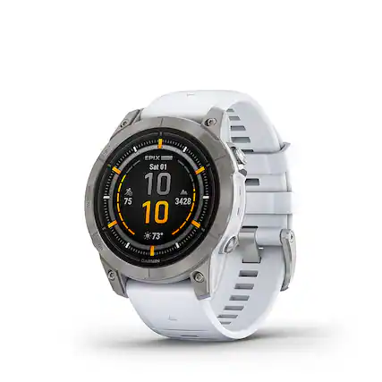Front. Garmin - epix Pro (Gen 2) Sapphire Edition 47mm Fiber-Reinforced Polymer - Titanium with Whitestone Band.