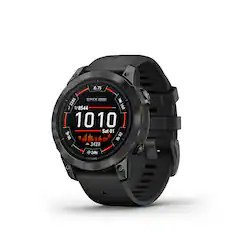 Front. Garmin - epix Pro (Gen 2) Standard Edition 47mm Fiber-Reinforced Polymer - Slate Gray with Black Band.