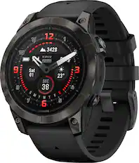 Front. Garmin - epix Pro (Gen 2) Sapphire Edition 47mm Fiber-Reinforced Polymer - Carbon Gray DLC Titanium with Black Band.