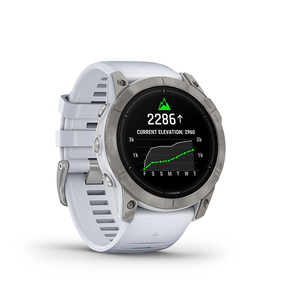 Angle. Garmin - epix Pro (Gen 2) Sapphire Edition 51mm Fiber-Reinforced Polymer - Titanium with Whitestone Band.