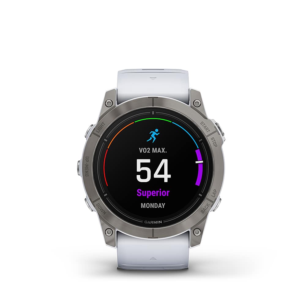 Left. Garmin - epix Pro (Gen 2) Sapphire Edition 51mm Fiber-Reinforced Polymer - Titanium with Whitestone Band.