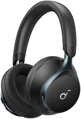 Front. Soundcore - by Anker Space One Wireless Adaptive Noise Cancelling Over-the-Ear Headphones - Black.