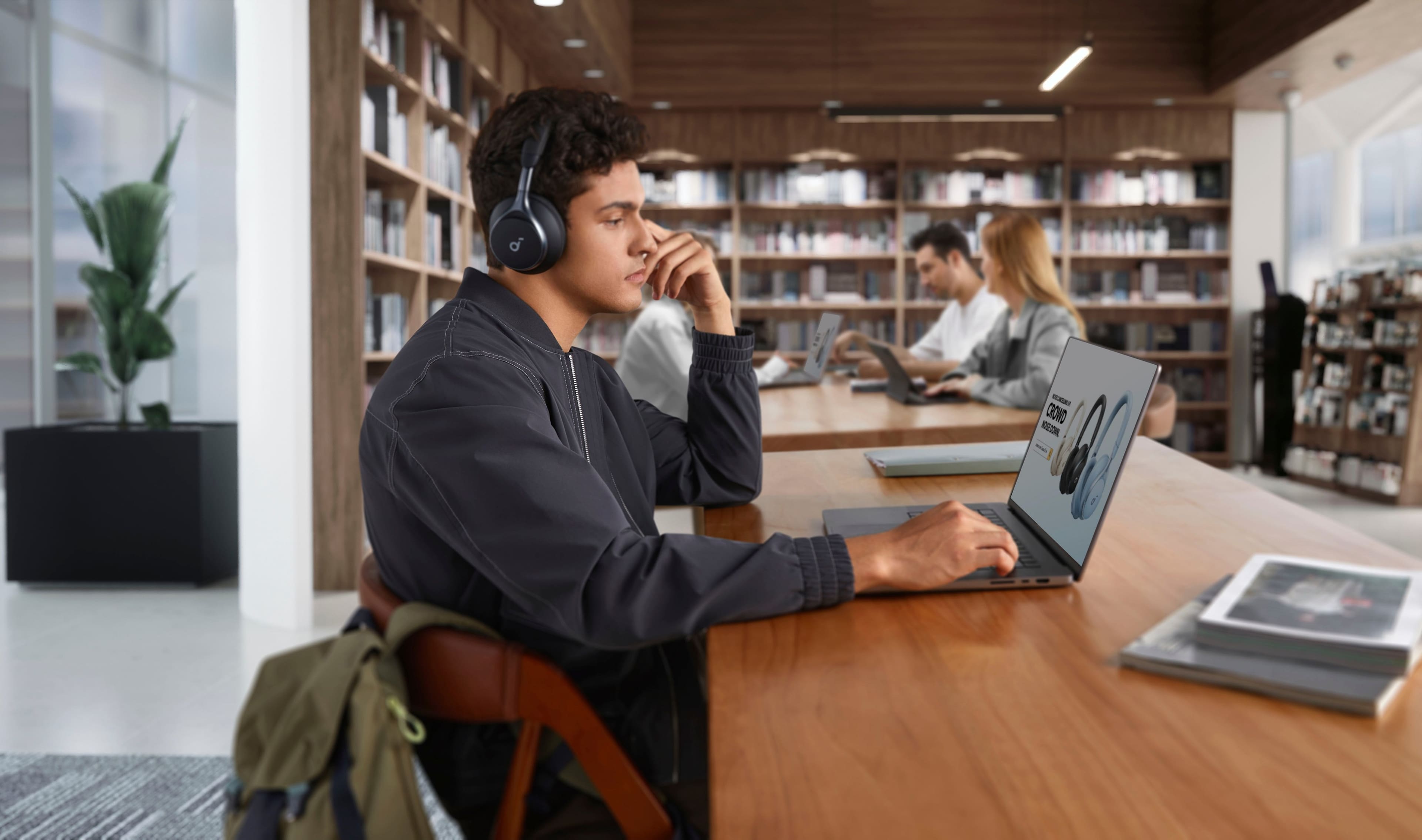 Alt View 21. Soundcore - by Anker Space One True Wireless Noise Cancelling Over-the-Ear Headphones - Black.