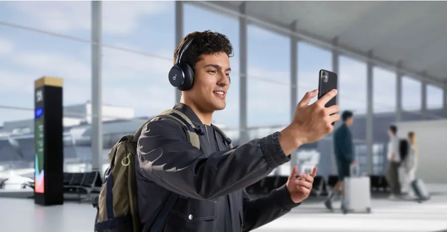 Alt View 26. Soundcore - by Anker Space One True Wireless Noise Cancelling Over-the-Ear Headphones - Black.