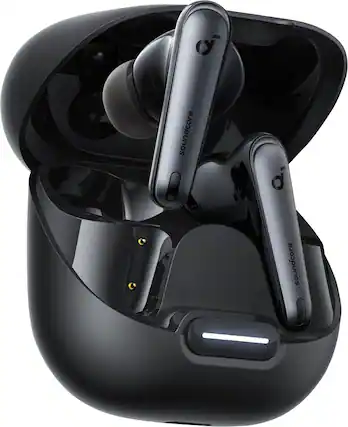 Front. Soundcore - by Anker Liberty 4 NC Noise Canceling True Wireless Earbud Headphones - Black.