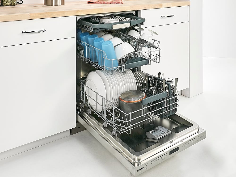 Alt View 1. Bosch - 800 Series 24” Top Control Smart Built-In Stainless Steel Tub Dishwasher with Flexible 3rd Rack - Stainless Steel.