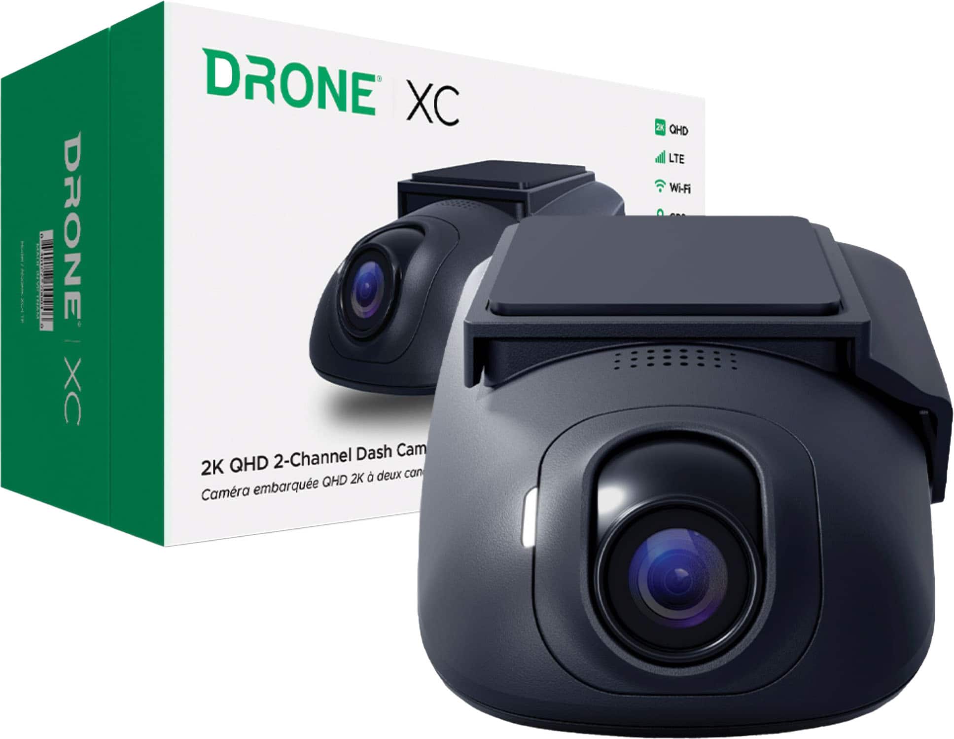 DroneMobile - XC - 2K QHD Dash Cam with LTE + GPS + Wi-Fi - Works with All Vehicles - Black - Front_Zoom