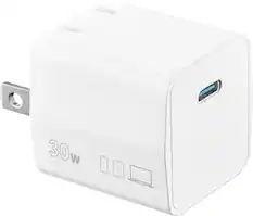 Front. Insignia™ - 30W USB-C Foldable Wall Charger for iPhone 15/14/13/12 Series, Samsung Smartphones, iPad, MacBook Air, Tablets and More - White.