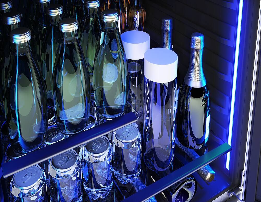 Alt View 24. Zephyr - Presrv 24 in. 7-Bottle and 112-Can Built-In or Freestanding Single Zone Beverage Cooler - Black Stainless Steel.