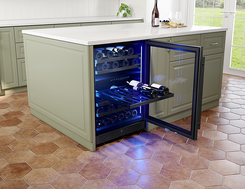 Alt View 11. Zephyr - Presrv 24 in. 45-Bottle Built-In or Freestanding Dual Zone Wine Cooler - black stainless steel.