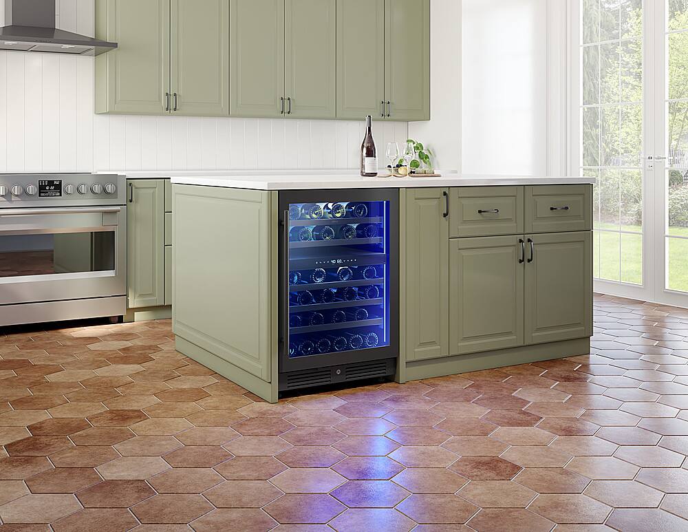 Alt View 12. Zephyr - Presrv 24 in. 45-Bottle Built-In or Freestanding Dual Zone Wine Cooler - black stainless steel.