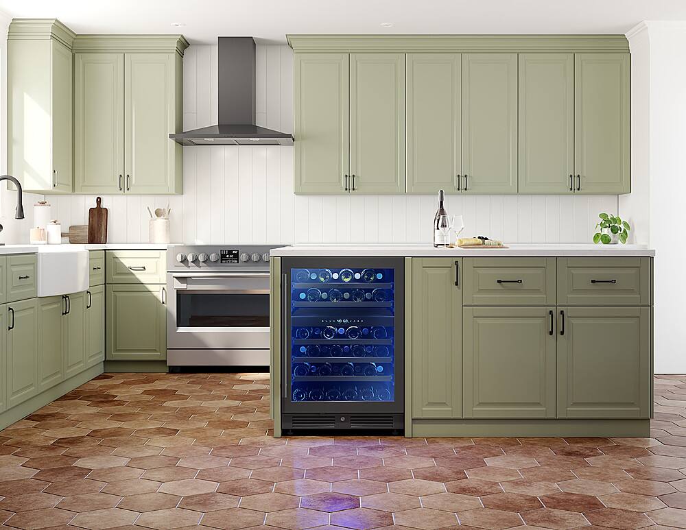 Alt View 13. Zephyr - Presrv 24 in. 45-Bottle Built-In or Freestanding Dual Zone Wine Cooler - black stainless steel.